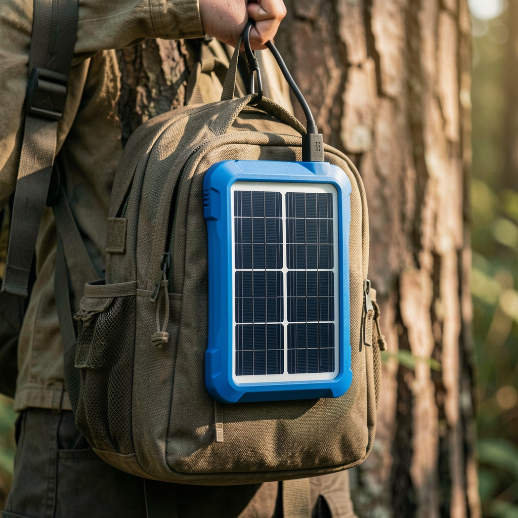 BigBlue 28W USB solar şarj cihazı outdoor çantasına asılı