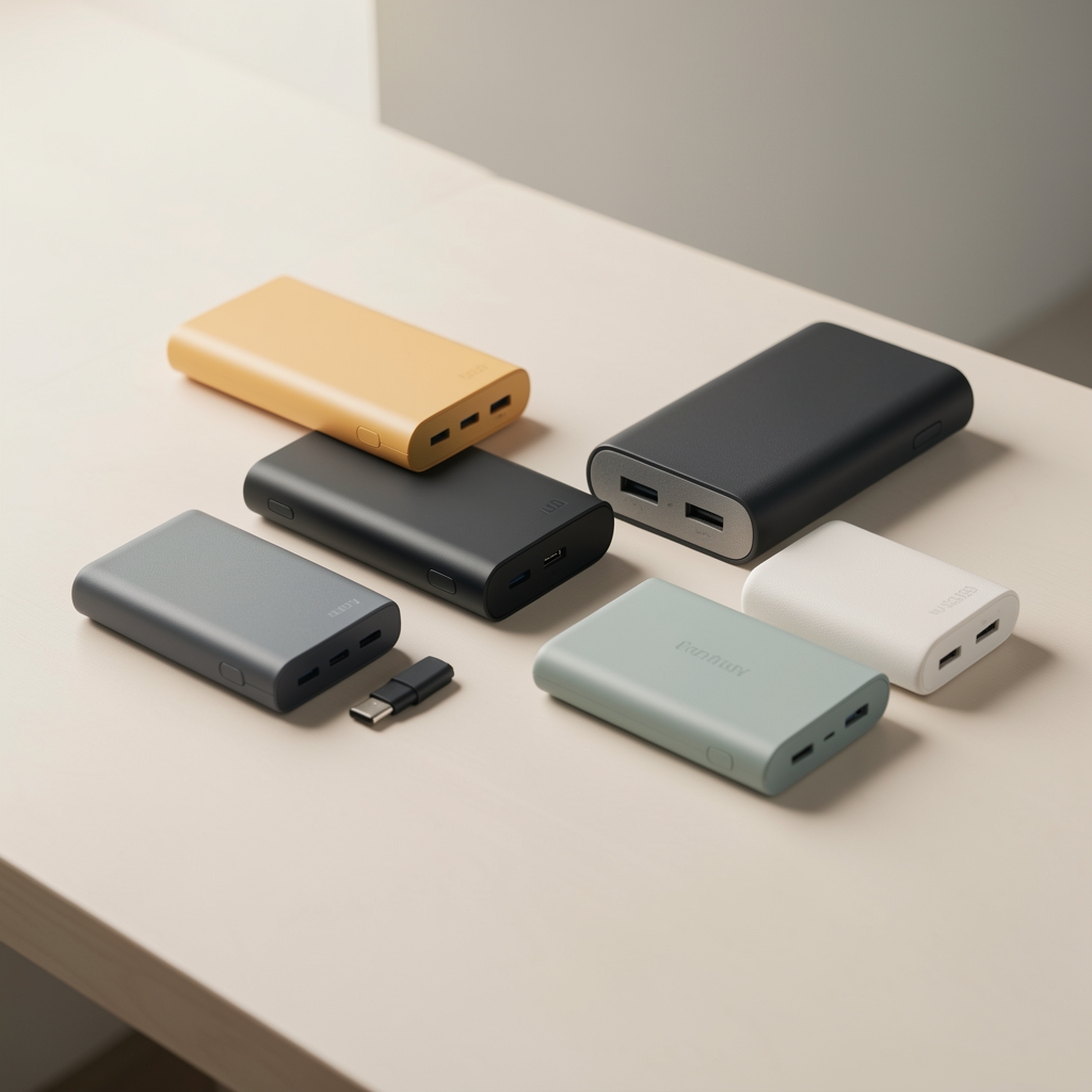 Farklı kapasitelerde power bank cihazları teknik karşılaştırma düzeni