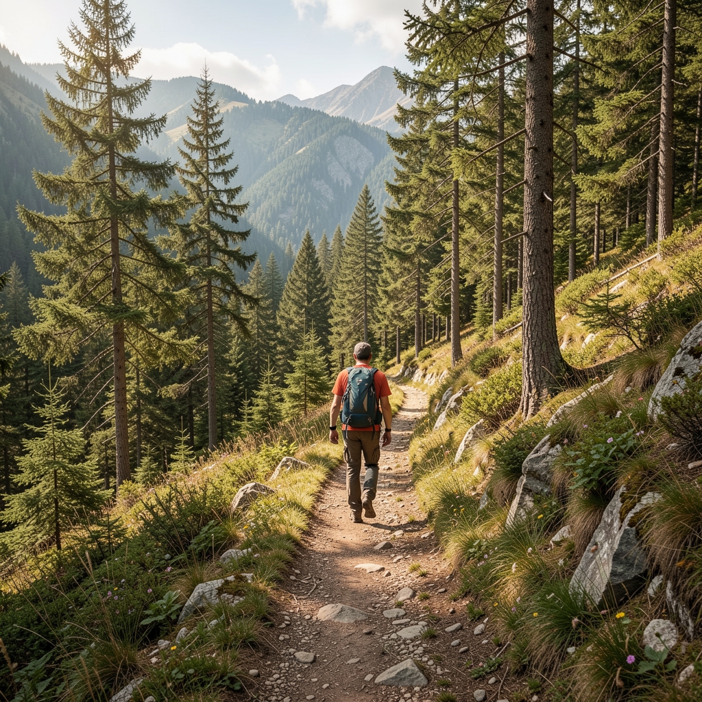 Ege bölgesinde insansız ormanlık trekking rotası ve dağ patikası